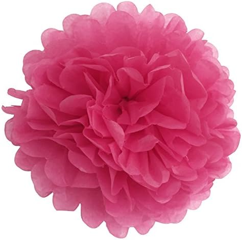 Creblue 5pcs 6 Inch 15cm Tissue Paper Pom-poms Flower Ball Wedding Party Outdoor Decoration (Light Rose Red)