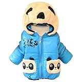 （ワボーズ） Waboats女の子 ボーイ立体的なパンダ柄柔らかいスエード調プラス厚いビロードコットンコート 子供アウターウエア ブルー 110