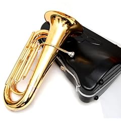 Bb Tuba in Gold mit 3 Ventilen und Rollen Koffer NEU