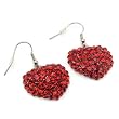 Red Crystal Heart Drop Earrings Fashion Jewelry