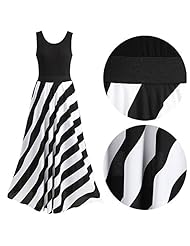 Striped Print Cocktail Full Length Chiffon/Cotton Sleeveless Tank Evening Dress/Party Dress/Maxi Dress 