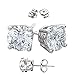 FANTOM Unisex Solid Silver Round Stud Earrings CZ Round Stones with Solid Basket Settings