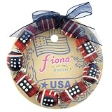American Flag USA Hand Painted Glass Bead Bracelet