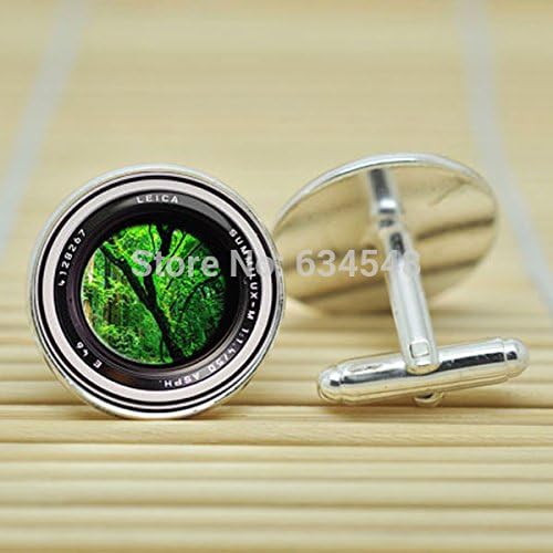 Pretty Lee Vintage Camera Rainforest In Silver Cufflinks Glass Cabochon Cufflinks C3497