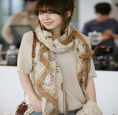 Sannysis 1pc Luxury Shine Lady Women's Long Chiffon Wraps Shawl Stole Soft Watch Pattern Scarf (Yellow)