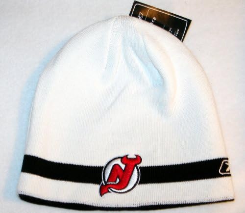 NEW JERSEY DEVILS Reversible White/Black Skully Knit Beanie Hat Ski Cap NEW