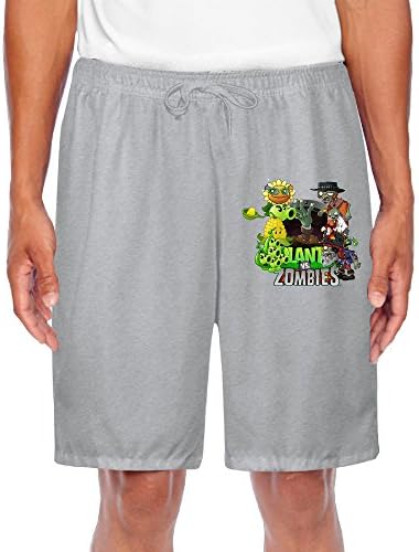 PLBFUY Plants And Zombies Men's SweatShorts Pants Lycra With Pockets Ash