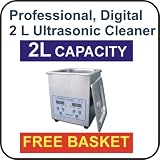 2 Litre Professional Digital Ultrasonic Cleaner & Heating Unit With 30 Minute Timer - Comprising Of 1 X New Digital Ultrasonic Cleaner, 1 X Ultrasonic Cleaner Lid, 1 X Ultrasonic Cleaning Basket, 1 X Power Lead. Ideal For Cleaning Jewllery, Glasses, Motor