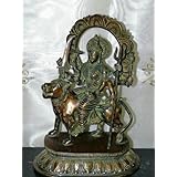 Occasion Gifts- Durga Sitting a Lion Hindu God Brass Statue From India