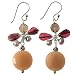 Grey Freshwater Pearl Earrings With Garnet Teardrops, Orange Aventurine & Sterling Silver Beads