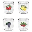 Fruit Medley 12 oz Double-Old-Fashioned Insulated Beverage Tumblers Set, Clear (4 designs)