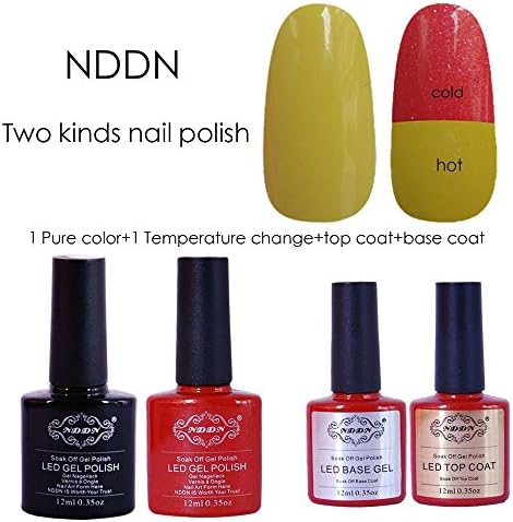 NDDN - Temperature Gel Polish Nail Art Tool Kit Set Gel Polish Set With UV Lamp Base And Top Coat #aa183-21
