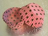 Pink Brown Polka Dot Cupcake Baking Liners Cups 50 count
