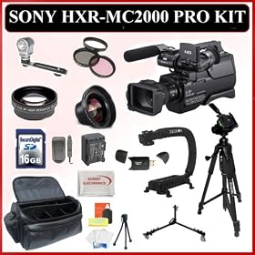 Sony HXR-MC2000U MC2000 Shoulder Mount Avchd Camcorder With SSE "Skaters" Package Including: Long Life Battery, External Travel Charger, Professional Stabilizing Handle, Pro Fluid Head Tripod w/ Tripod Dolly, Shochproof Carrying Case, Wide Angle &amp; Telephoto Lenses, 3 Piece Filter Kit, Video Light and much much more!: Camera &amp; Photo