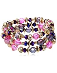 Nine West "Gem Jam" Gold-Tone Purple Triple Stackable Stretch Bracelet, 2.5"