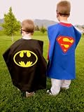 Reversible BLUE Superman Batman Superhero Cape Costume with Mask