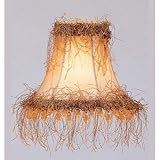 Bell Shaped Silk Chandelier Clip On Lamp Shades - Champagne Fringe Amber Beaded - B1463