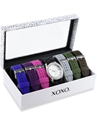 XOXO Womens XO9028 Watch Set with Seven Interchangeable Silicone Rubber Straps