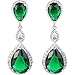 EVER FAITH Cubic Zirconia May Birthstone Tear Drop Wedding Prom Dangle Earrings Green Silver-Tone