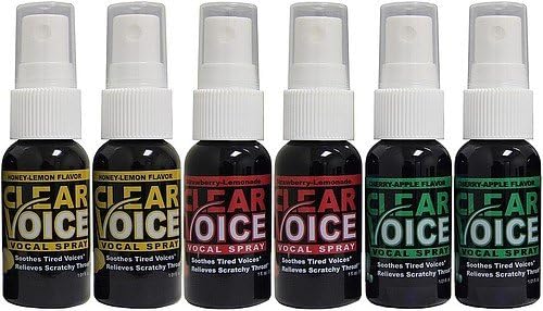 Clear Voice Vocal Spray Cherry-Apple Honey Strawberry 1 fl. oz. Bottles 6 Pack