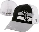 Chicago White Sox Stretch Fit Hat: New Era 39THIRTY Double Stripe Trucker Mesh Hat