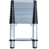 Telesteps 1800W 300-Pound Duty Rating Aluminum Telescoping Extension Ladder with Wide Step, 14-1/2-Foot