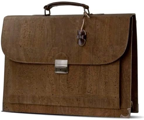 Corkor - Cork Briefcase, Vegan Bag, Christmas Gifts for Men's Dark Brown