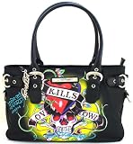 AUTHENTIC ED HARDY KRISTINE SATCHEL BAG - BLACK