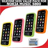 Silicone Skin 4 pc. Value Pack for your Nokia Xpress Music 5800 (Yellow, Orange, Green, Light Pink) Bonus DBRoth Microfiber Cleaning Cloth Included