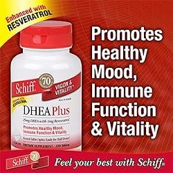 Schiff DHEA Plus Enhanced With Resveratrol 25 mg DHEA with 1 mg Resveratrol, 350 Tablets