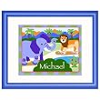Wild Animals Blue Personalized Print