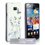 Yousave Accessories Harte Schutz H�lle f�r Samsung Galaxy S2 I9100 Wei� Und Silber Schmetterling Blumen Muster R�ck Schale Cover