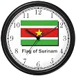 Flag of Suriname Theme Wall Clock by WatchBuddy Timepieces (Slate Blue Frame)