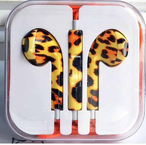 HumanHairWig one pair Headphone Headset Earphone Volume Remote+Mic Colorful for Phone4 5 iPad3 4 ipod WHD689 (4 Tiger skin)
