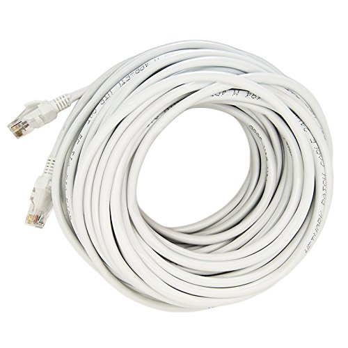 Ethernet Patch Cable - Woodsam (TM) - White - 25 FT - CAT5 RJ45 Computer Networking Cord - Local Area Network - LAN - Professional Gold Plated & Shielded Cable