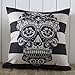 LINKWELL 45x45cm Skull Stripe Halloween All Hallows' Eve Gift Present Linen Cushion Covers Pillow Cases