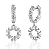 Lavish Glamour: Sterling Silver Hinged Post Hoop Earrings with CZ Diamonds