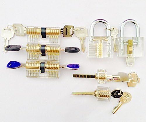 Teefy 7 Pieces Professional Transparent Cutaway Practice Padlock Locksmith Set