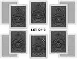 Yamaha Custom Easy-to-install In-Wall Natural Sound Flush Mount 3-Way 150 watts Speaker (Set of 6) with a 1 Swivel Titanium Dome Tweeter, 1-5/8 Swivel Aluminum Dome Midrange Driver & 6.5 Kevlar Cone Woofer for 1 Room or Several Smaller Rooms - 100ft of 16 AWG Speaker Wire Included
