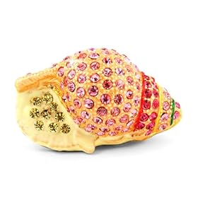  Objet DArt Release #143 Bahama Bling inch Tropical Conch Shell Handmade Jeweled Metal & Enamel Trinket Box