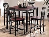 IMAGE OF 5pc Pack Espresso & Black Finish Counter Height Table #AC 017002