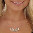 Rhinestone Hand Cuff Necklace Silver Tone Chain Austrian Crystal Gift Idea
