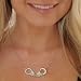 Rhinestone Hand Cuff Necklace Silver Tone Chain Austrian Crystal Gift Idea