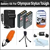 2 Pack Battery And Charger Kit For Olympus Stylus Tough 8010 6020 TG-610 TG ....