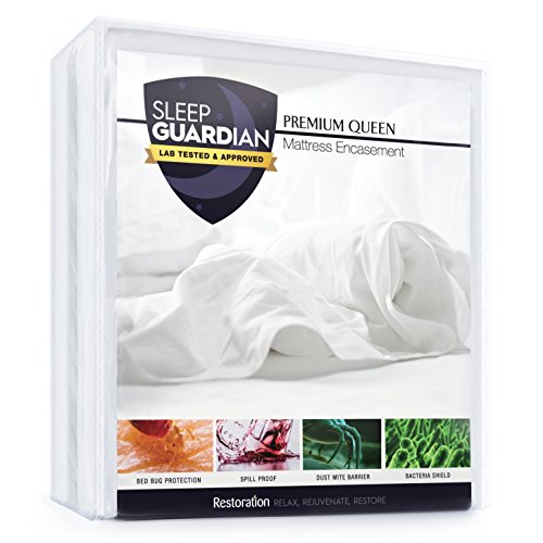 Sleep Guardian Premium Queen Mattress Encasement - Lab Tested Waterproof, Bed Bug Proof, Hypoallergenic Zippered Cover - Protects from Bed Bugs, Dust Mites & Fluids