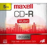 Maxell 5-pack CDR Recordable Media 80minfor Music with slimline Case by Maxell