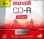 Maxell 5-pack CDR Recordable Media 80minfor Music with slimline Case
