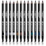 SHANY Slim Eye Liner Pencil Set with Vitamin E and Aloe Vera - 12 Shades - With Storage