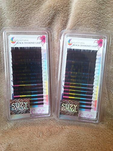 Top Salon Grade ~ Black DIAMOND LASH 2 Tray Combo ~ Individual Eyelash Extensions ~ C / 0.20mm / 8mm, 9mm, 10mm, 11mm, 12mm, 13mm, 14mm MIXED ~ TWO 16 ROW TRAYS ~ Professional Eyelashes