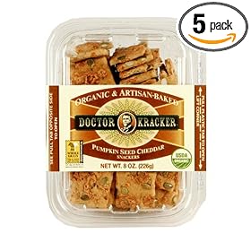Doctor Kracker Snackers, Pumpkin Seed Cheddar, 8-Ounce Packages (Pack of 5)